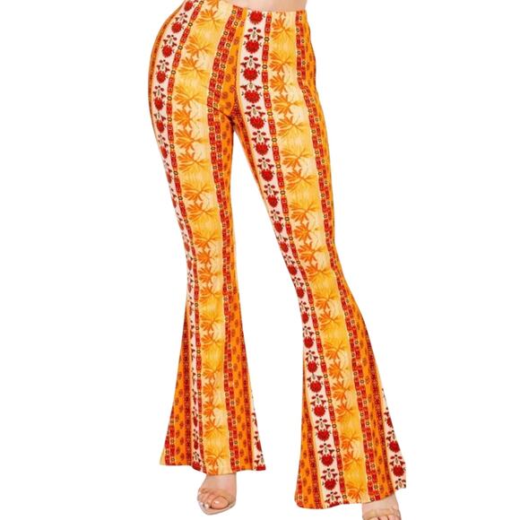 Bear Dance bell bottoms “the forbidden pants” baroque floral design 70’s vibe - Picture 4 of 10